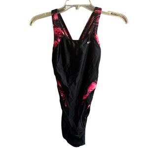 Speedo Black and Orange Performance One Piece Swimsuit
Size - 12